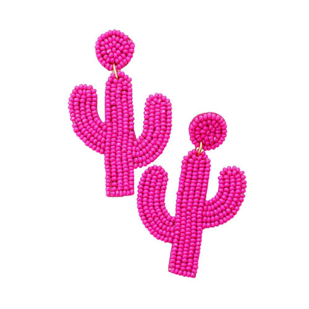 Beaded Cactus Drop Dangle Earrings - Madeline Love - Flyclothing LLC