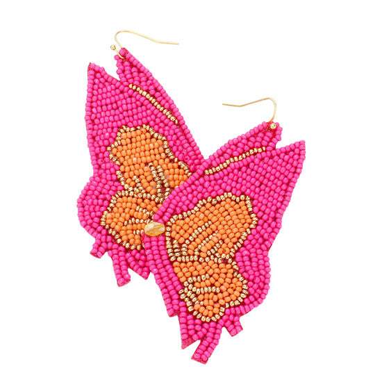 Butterfly Wing Seed Beads Dangle Earrings - Madeline Love - Flyclothing LLC