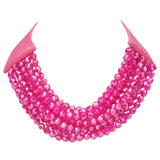 Chunky Acrylic Beaded Multi Layered Faux Leather Necklace - Madeline Love - Flyclothing LLC