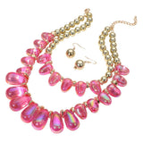 Chunky Beaded Double Layered Statement Necklace - Madeline Love - Flyclothing LLC