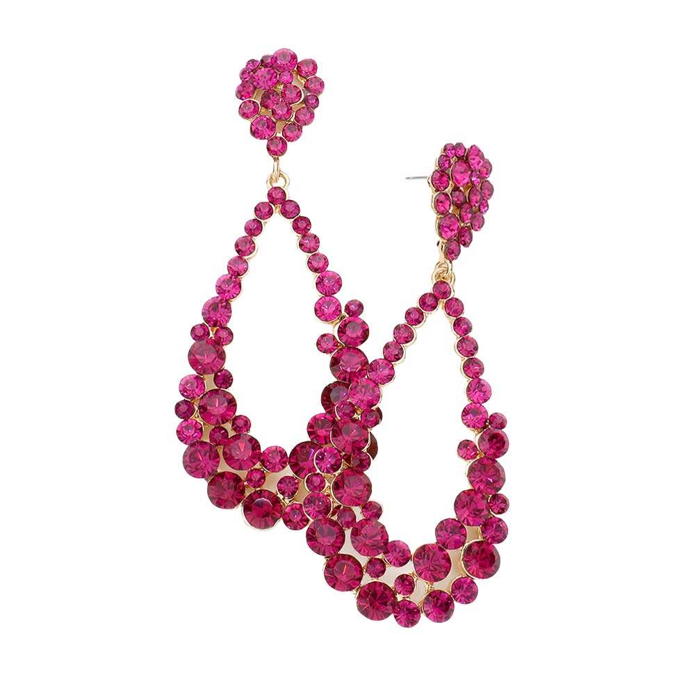 Crystal Bubble Cluster Teardrop Evening Earrings - Madeline Love - Flyclothing LLC