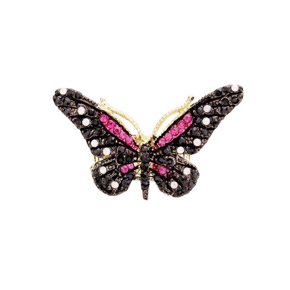 Crystal Pave Butterfly Stretch Ring - Madeline Love - Flyclothing LLC