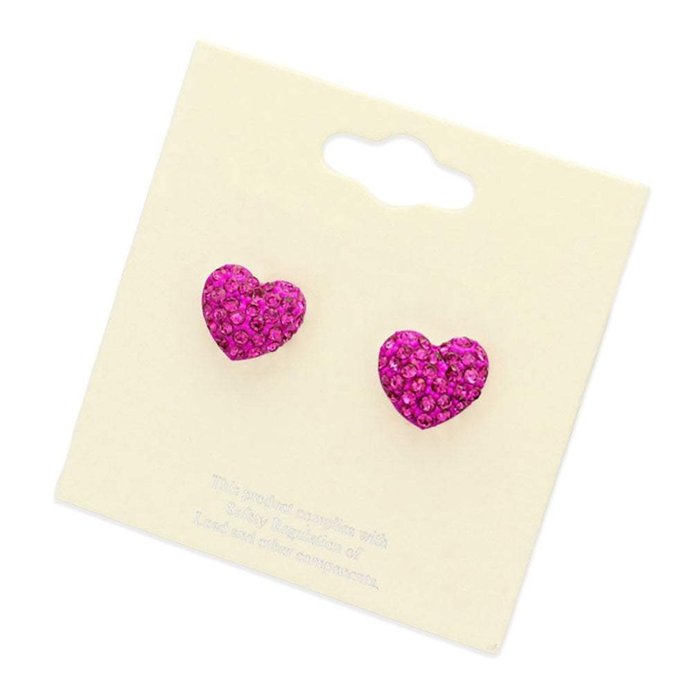 Crystal Pave Heart Stud Earrings - Madeline Love - Flyclothing LLC