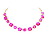 Cushion Square Stone Link Evening Necklace - Madeline Love - Flyclothing LLC
