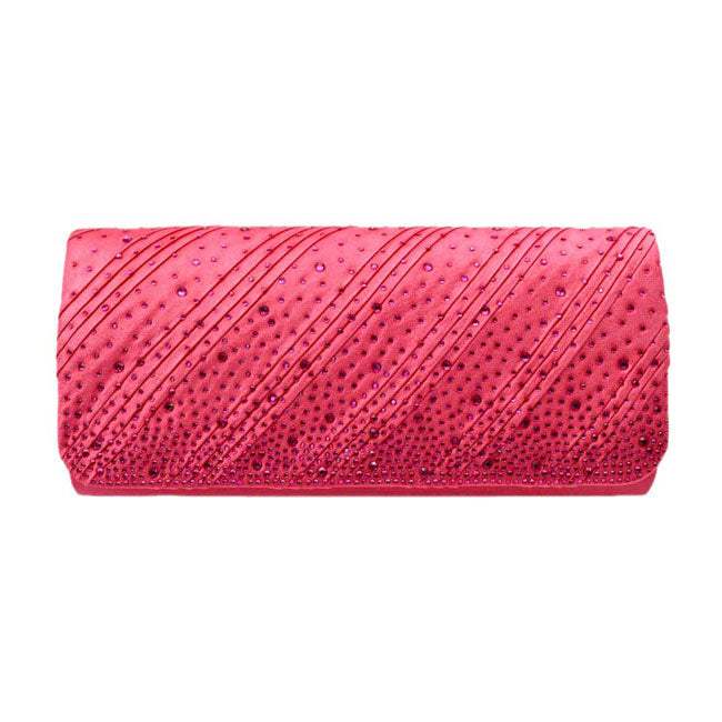 Diagonal Line Detailed Bling Evening Clutch Crossbody Bag - Madeline Love - Flyclothing LLC