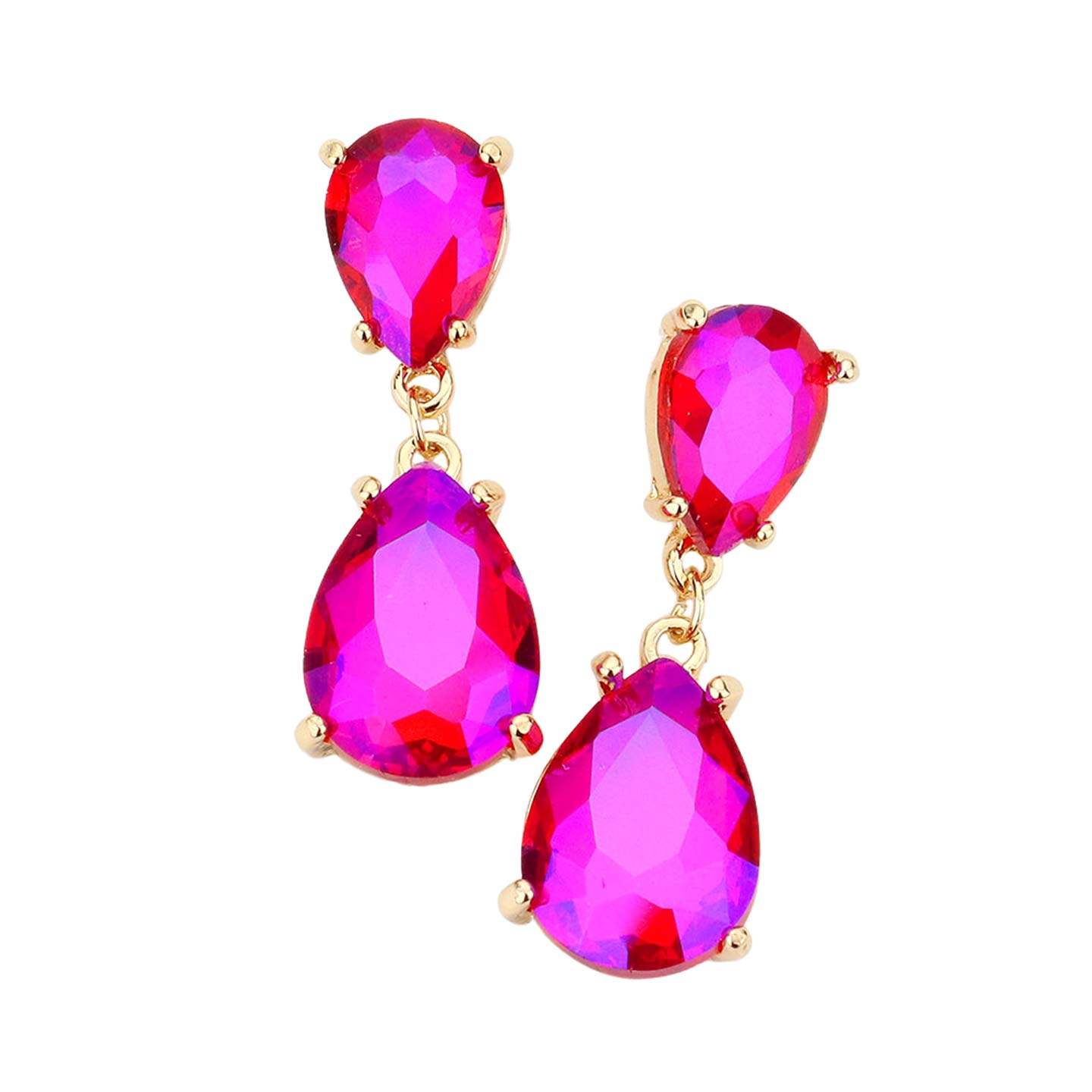 Double Teardrop Link Dangle Evening Earrings - Madeline Love - Flyclothing LLC