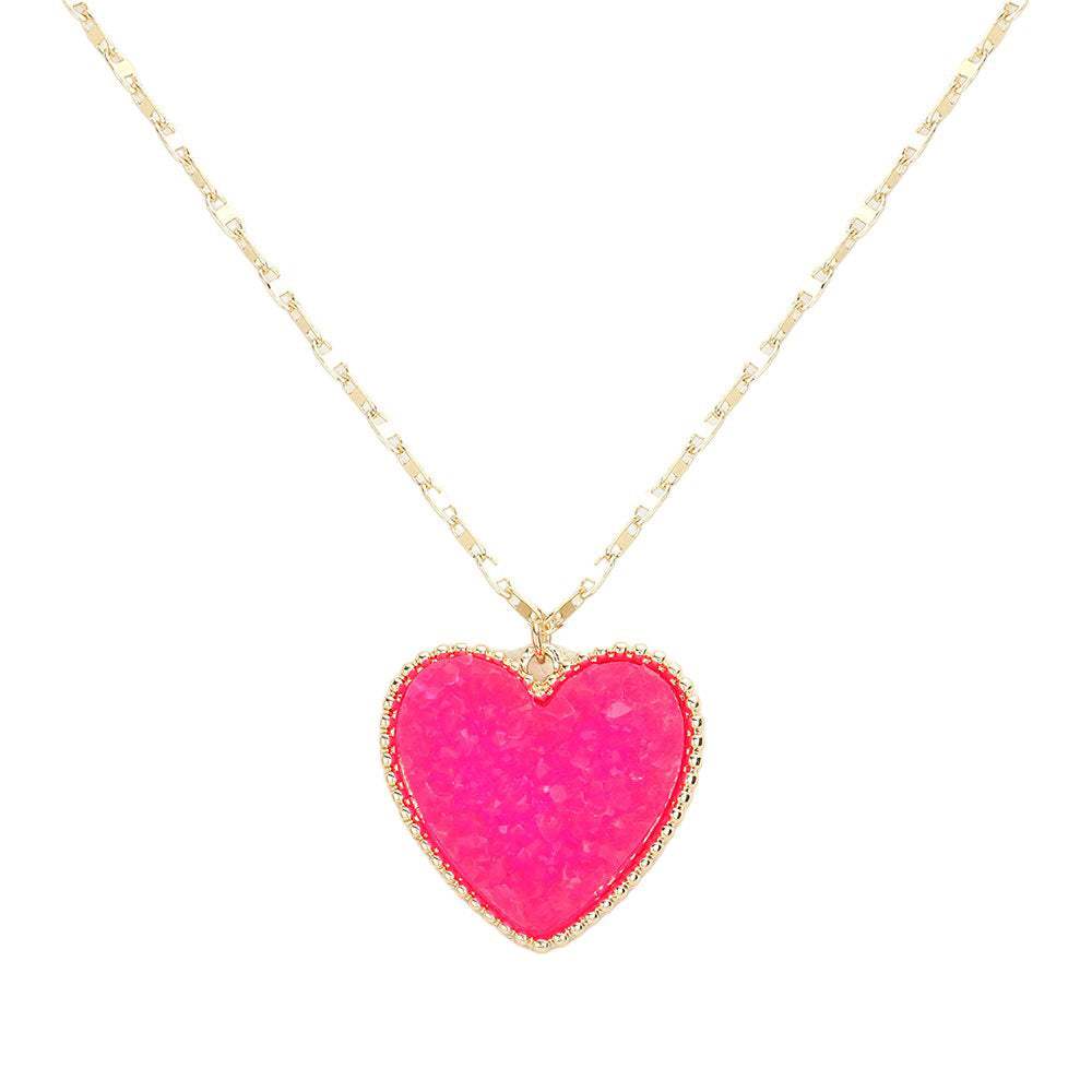 Druzy Heart Pendant Necklace - Madeline Love - Flyclothing LLC