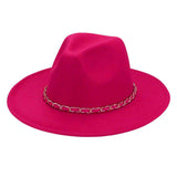 Faux Leather Braided Chain Band Pointed Fedora Hat - Madeline Love - Flyclothing LLC