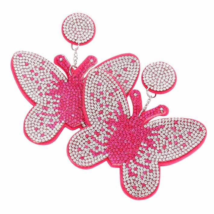 Felt Back Bling Butterfly Dangle Earrings - Madeline Love - Flyclothing LLC
