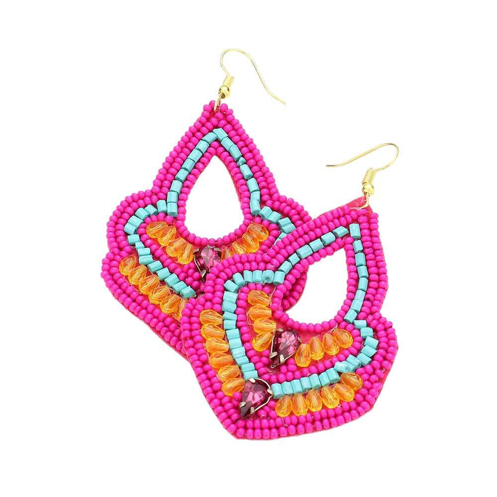 Felt Back Boho Multi Beaded Dangle Earrings - Madeline Love - Flyclothing LLC