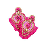 Felt Back Boho Tassel Trimmed Multi Beaded Earrings - Madeline Love - Flyclothing LLC