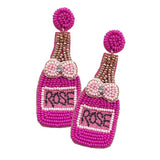 Felt Back Seed Beaded Champagne Dangle Earrings - Madeline Love - Flyclothing LLC