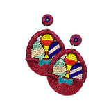 Felt Back Seed Beaded Easter Egg Basket Dangle Earrings - Madeline Love - Flyclothing LLC