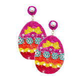 Felt Back Sequin Easter Egg Dangle Earrings - Madeline Love - Flyclothing LLC