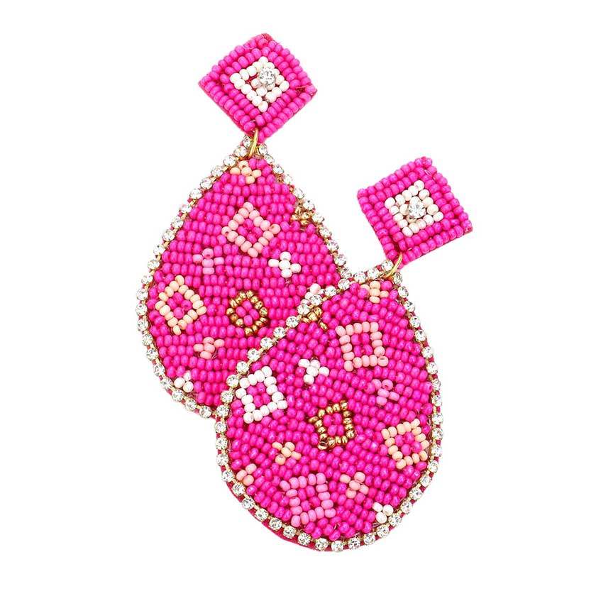 Felt Back Teardrop Beaded Dangle Earrings - Madeline Love - Flyclothing LLC