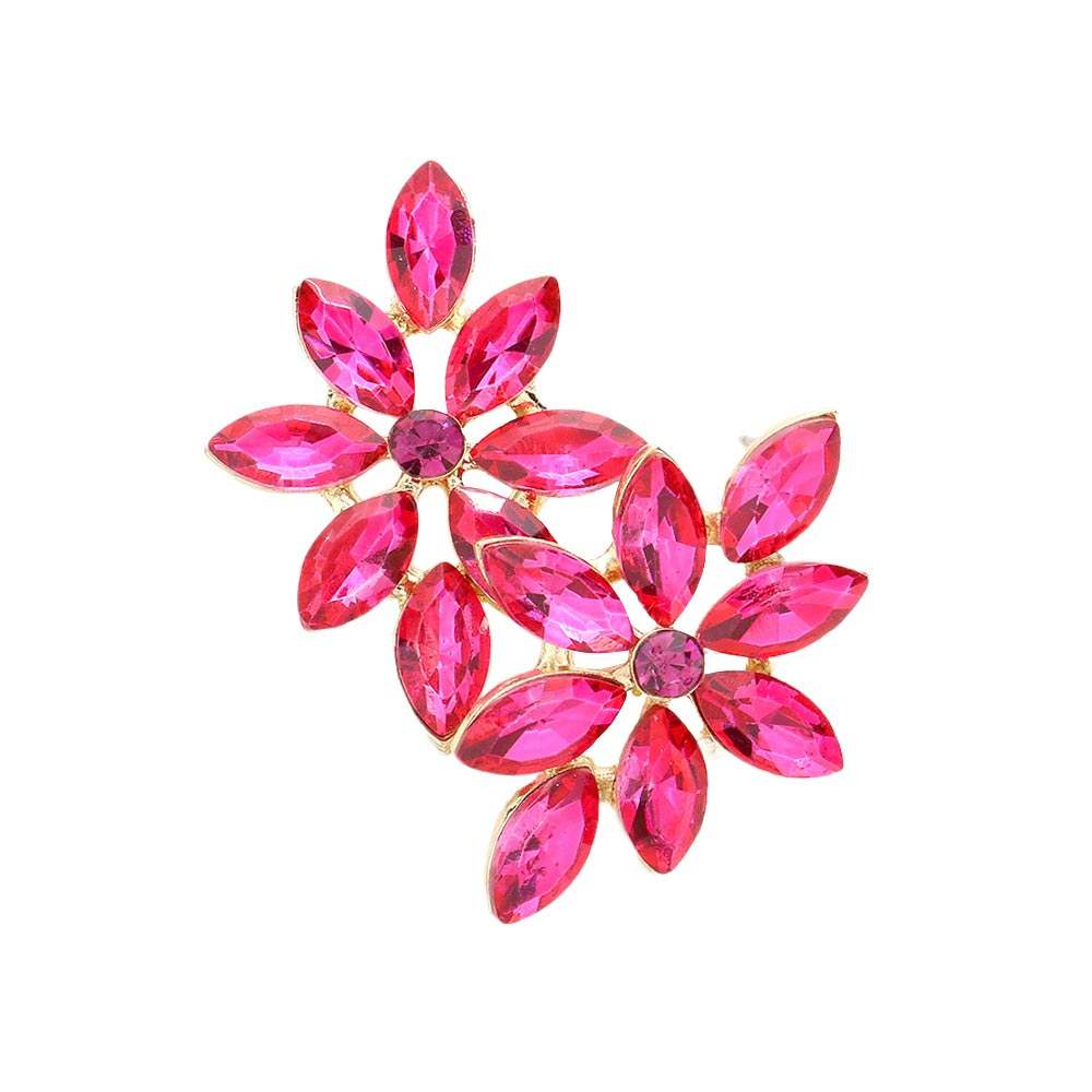Floral Marquise Stone Cluster Evening Earrings - Madeline Love - Flyclothing LLC