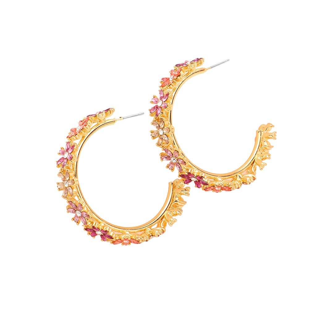 Flower Cluster Hoop Earrings - Madeline Love - Flyclothing LLC