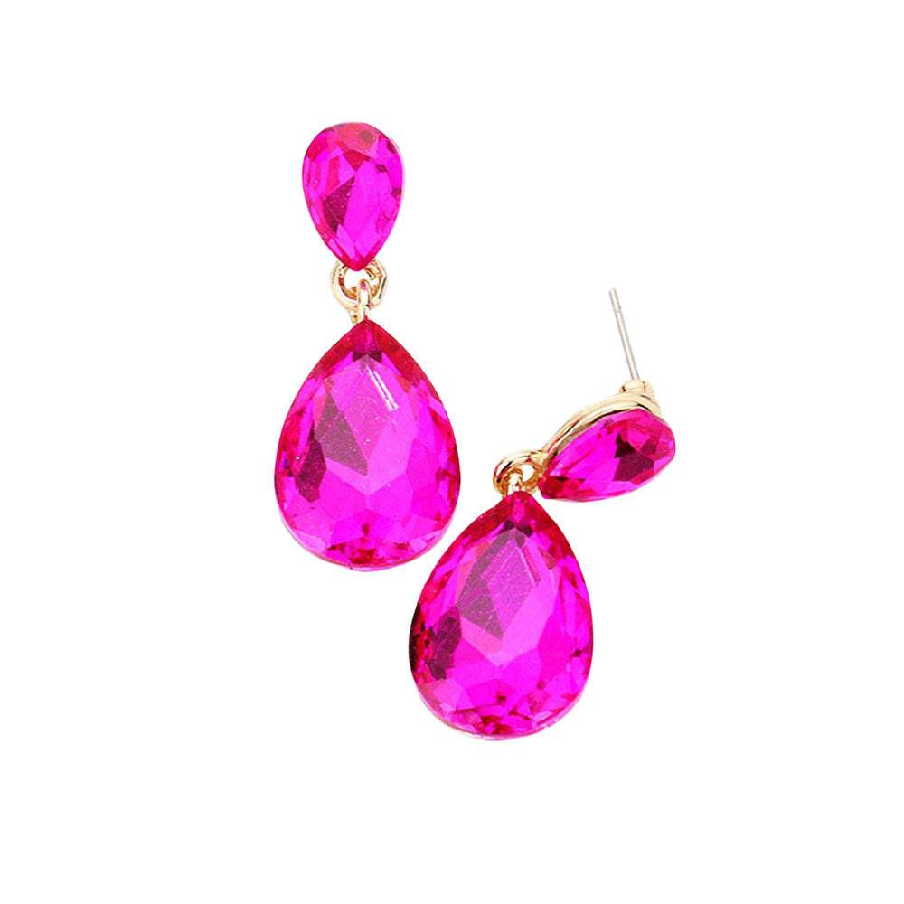 Glass Crystal Teardrop Dangle Earrings - Madeline Love - Flyclothing LLC