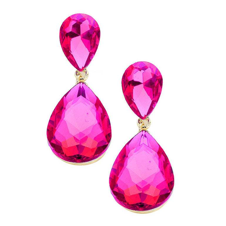 Glass Crystal Teardrop Evening Earrings - Madeline Love - Flyclothing LLC