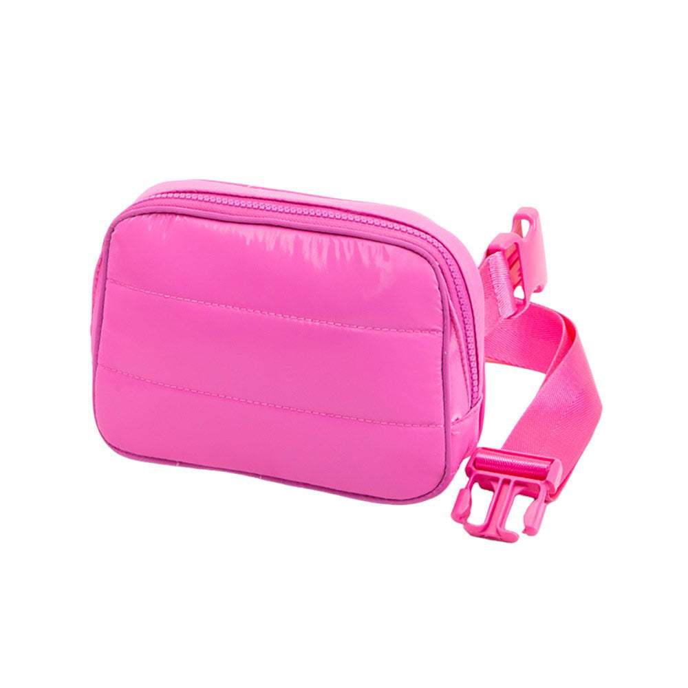 Glossy Puffer Rectangle Sling Bag Fanny Bag Belt Bag - Madeline Love - Flyclothing LLC