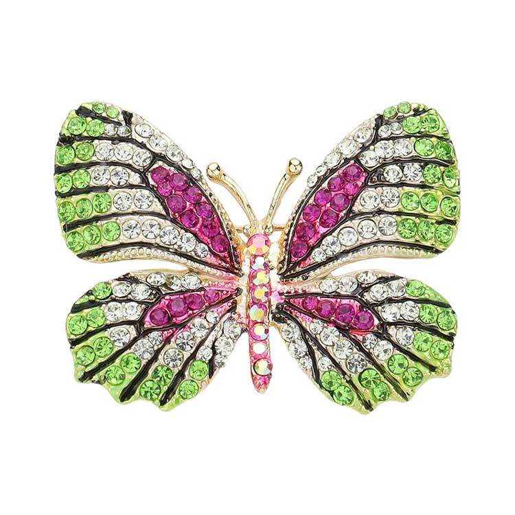 Rhinestone Pave Butterfly Pin Brooch - Madeline Love - Flyclothing LLC