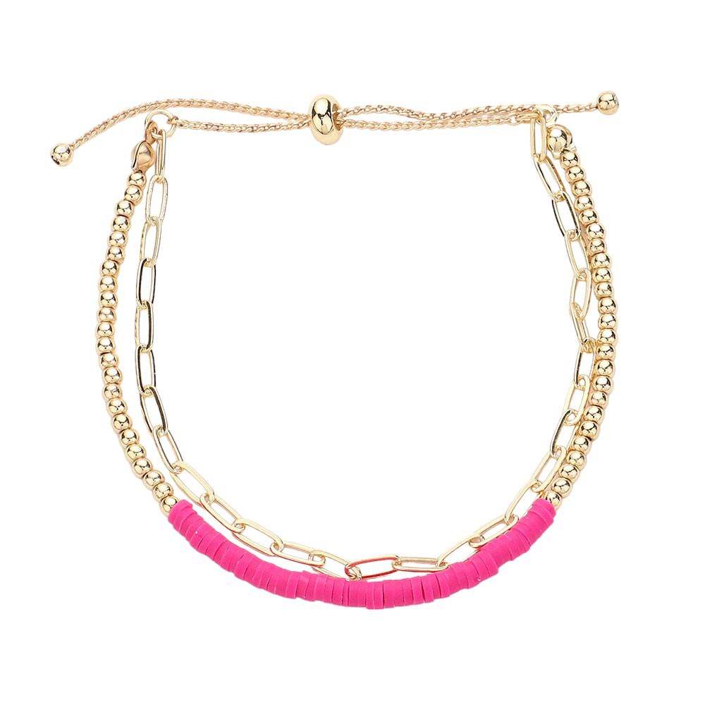 Heishi Beaded Pull Tie Cinch Bracelet - Madeline Love - Flyclothing LLC