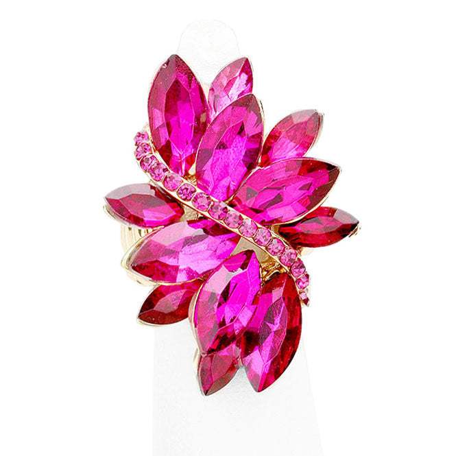 Marquise Crystal Cluster Stretch Ring - Madeline Love - Flyclothing LLC