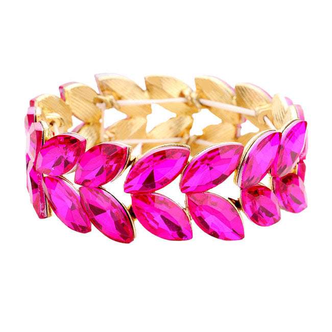 Marquise Glass Crystal Stretch Evening Bracelet - Madeline Love - Flyclothing LLC