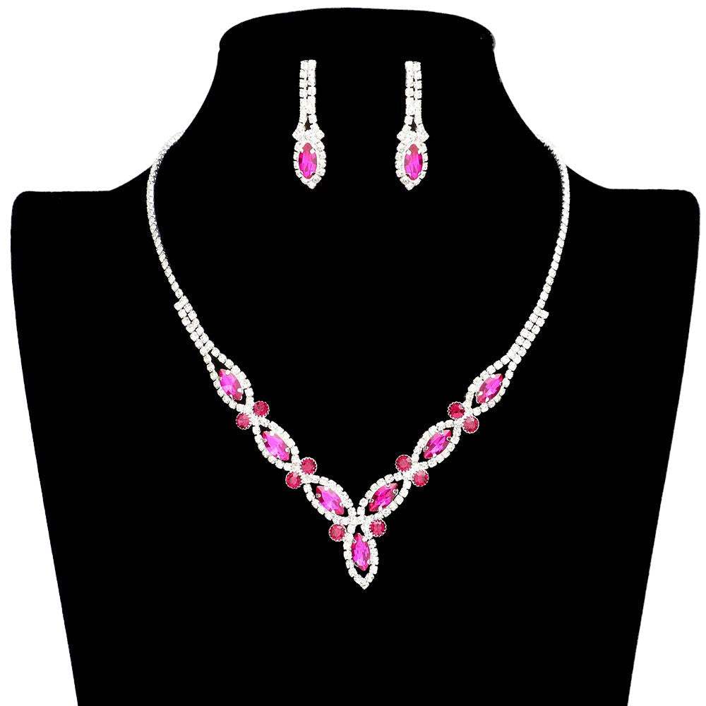 Marquise Stone Accented Rhinestone Necklace - Madeline Love - Flyclothing LLC