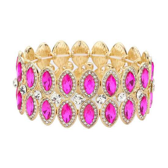 Marquise Stone Accented Stretch Evening Bracelet - Madeline Love - Flyclothing LLC