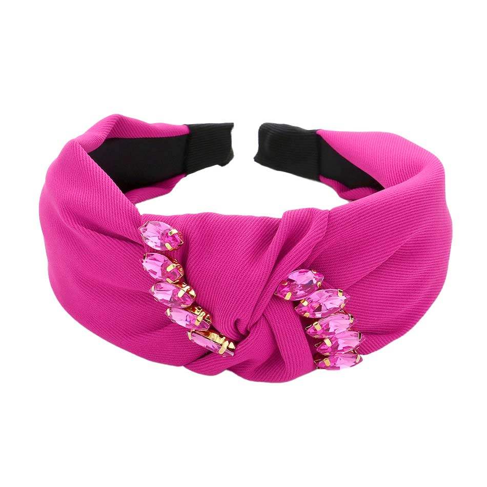 Marquise Stone Embellished Knot Burnout Headband - Madeline Love - Flyclothing LLC