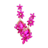 Marquise Stone Teardrop Floral Dangle Evening Earrings - Madeline Love - Flyclothing LLC
