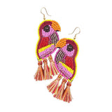 Multi Bead Sequin Parrot Tassel Earrings - Madeline Love - Flyclothing LLC