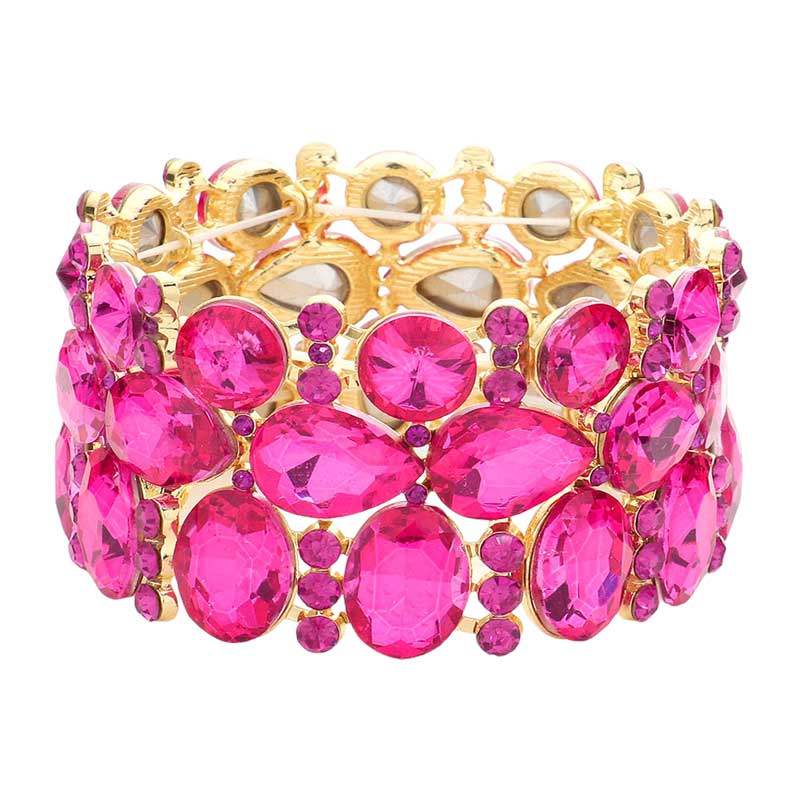 Multi Stone Cluster Evening Stretch Bracelet - Madeline Love - Flyclothing LLC
