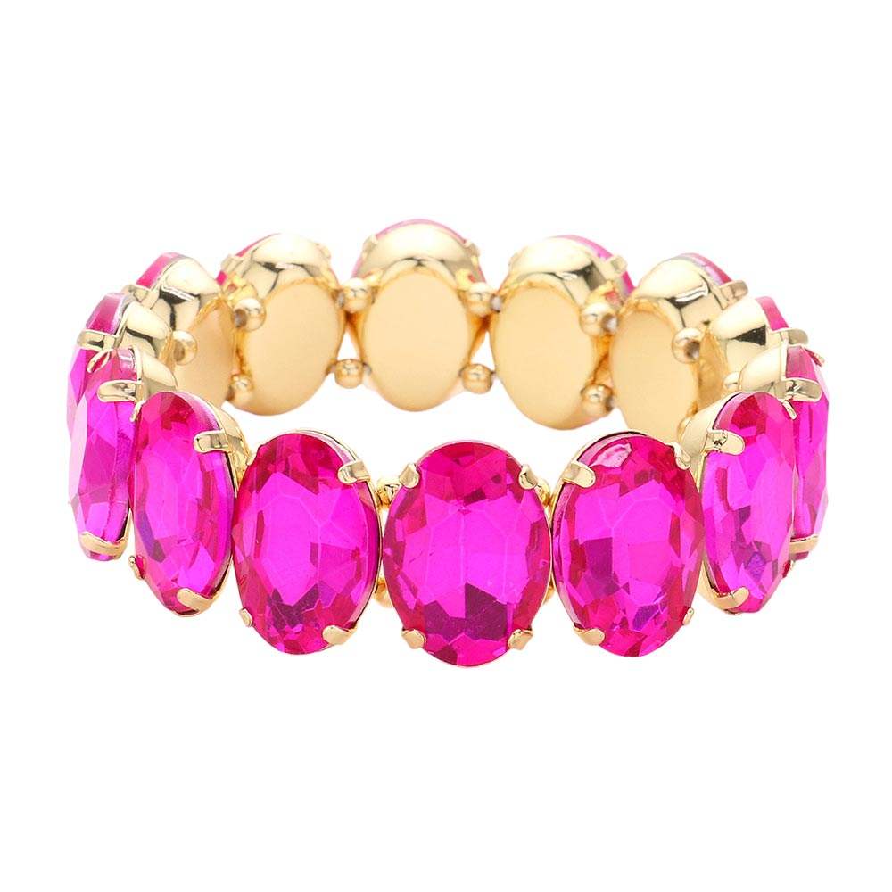 Oval Stone Stretch Evening Bracelet - Madeline Love - Flyclothing LLC