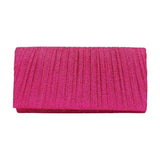 Pleated Shimmery Evening Clutch Crossbody Bag - Madeline Love - Flyclothing LLC