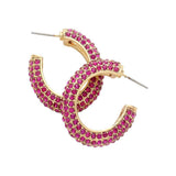 Rhinestone Embellished Oval Hoop Evening Earrings - Madeline Love - Flyclothing LLC