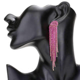 Rhinestone Fringe Drop Evening Earrings - Madeline Love - Flyclothing LLC
