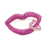 Rhinestone Lip Heart Pin Brooch - Madeline Love - Flyclothing LLC
