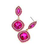 Rhinestone Marquise Square Stone Dangle Evening Earrings - Madeline Love - Flyclothing LLC