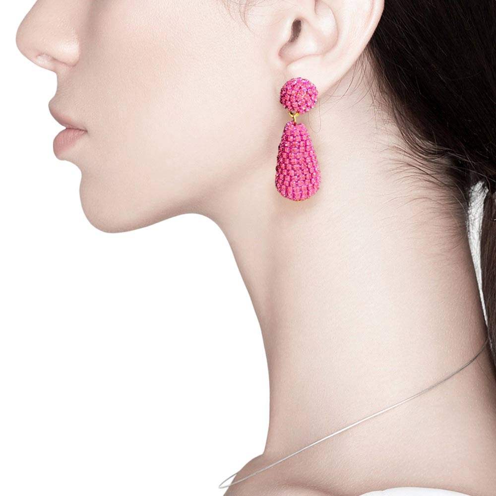 Rhinestone Teardrop Dangle Evening Earrings - Madeline Love - Flyclothing LLC