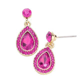Rhinestone Trim Teardrop Stone Dangle Evening Earrings - Madeline Love - Flyclothing LLC