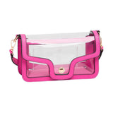Solid Faux Leather Transparent Rectangle Shoulder Bag - Madeline Love - Flyclothing LLC