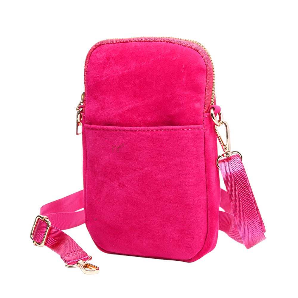 Solid Faux Suede Crossbody Bag - Madeline Love - Flyclothing LLC