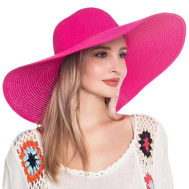 Solid Floppy Straw Sun Hat - Madeline Love - Flyclothing LLC