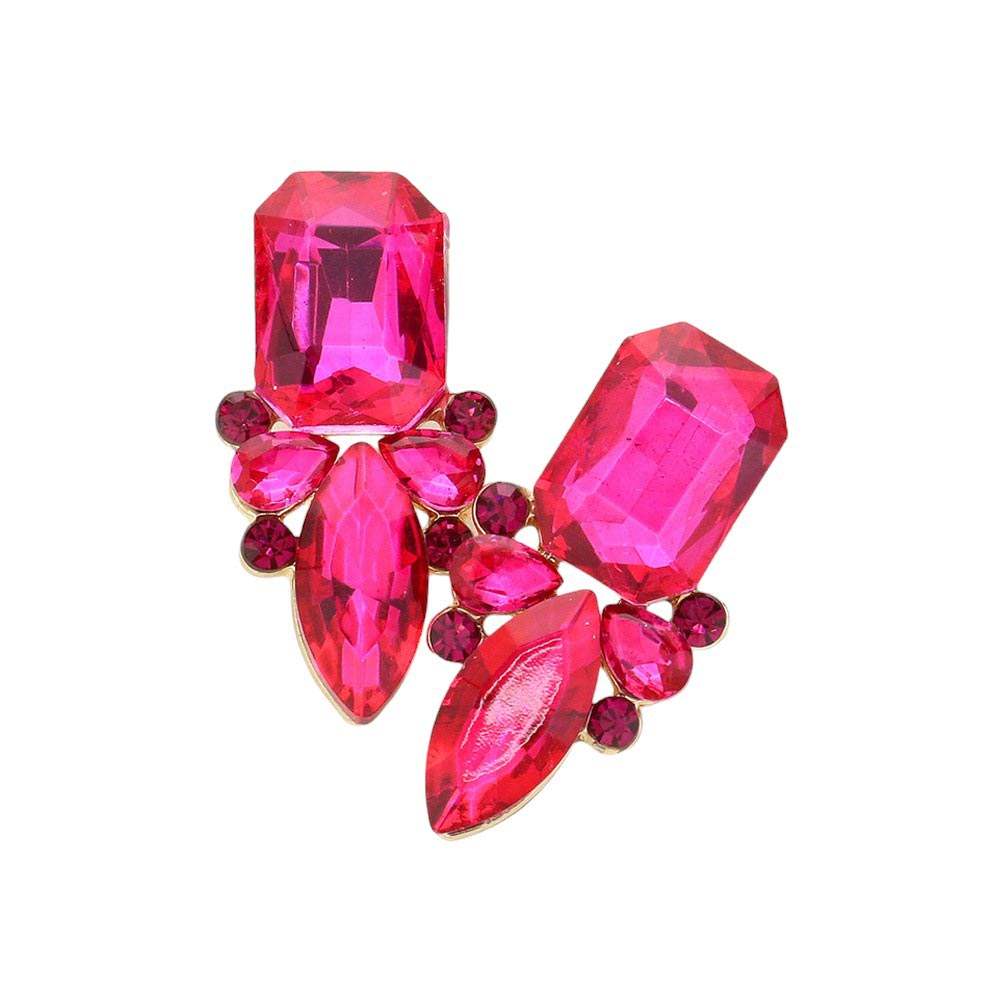 Square Marquise Stone Cluster Evening Earrings - Madeline Love - Flyclothing LLC