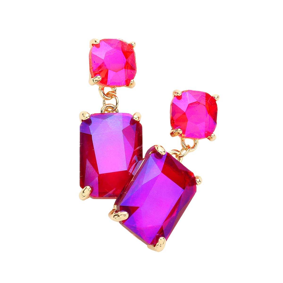Square Rectangle Link Dangle Evening Earrings - Madeline Love - Flyclothing LLC