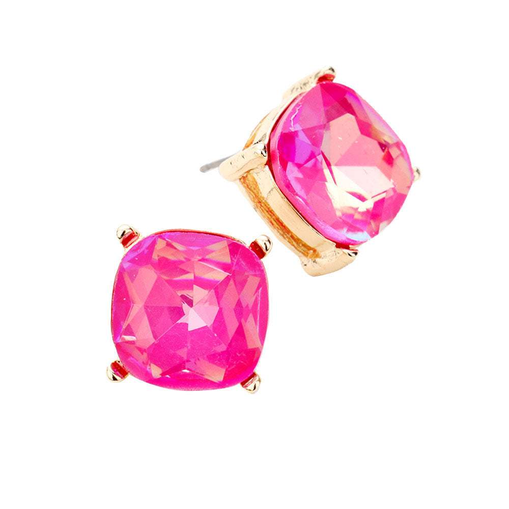 Square Stone Stud Earrings - Madeline Love - Flyclothing LLC