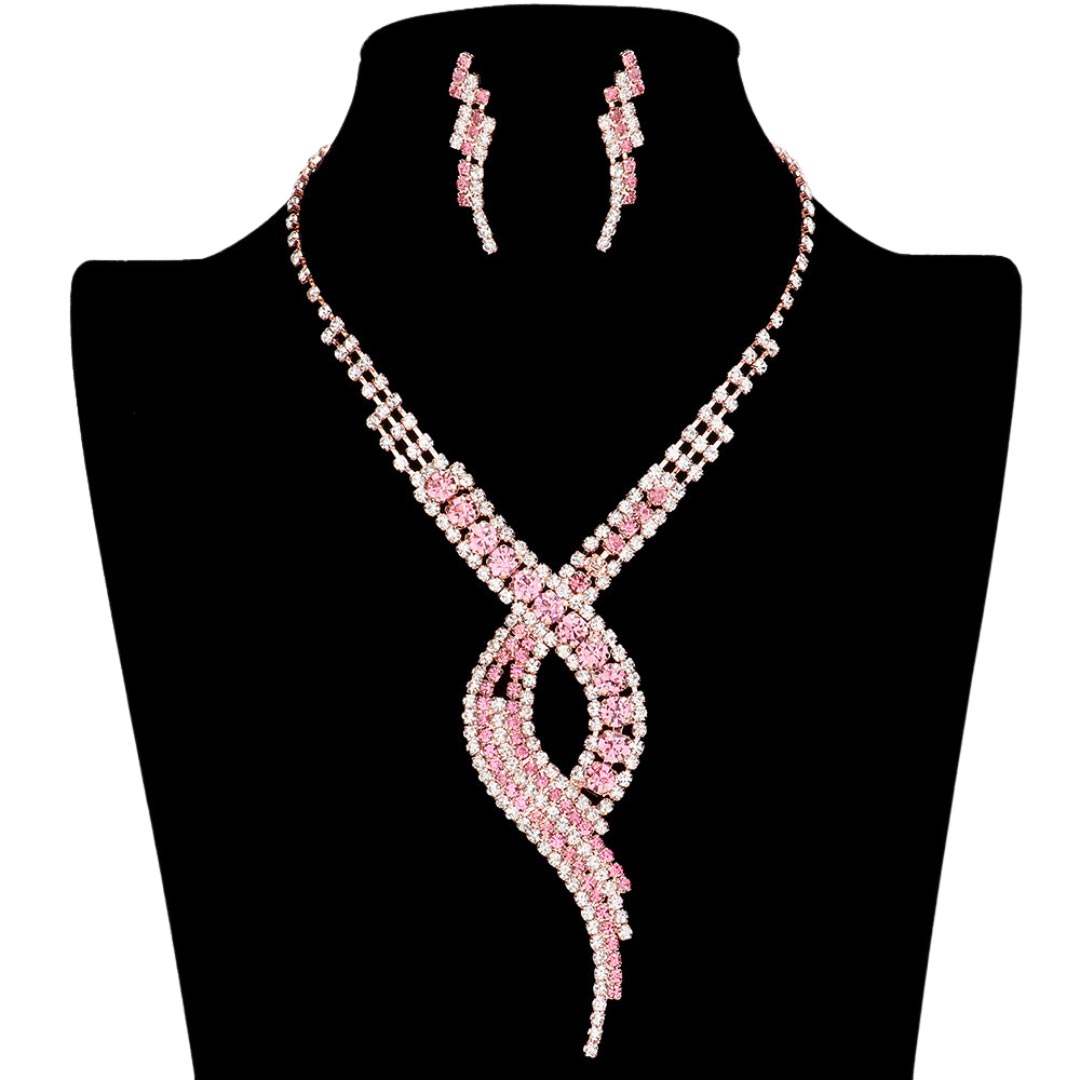 Swirl Rhinestone Pave Necklace - Madeline Love - Flyclothing LLC