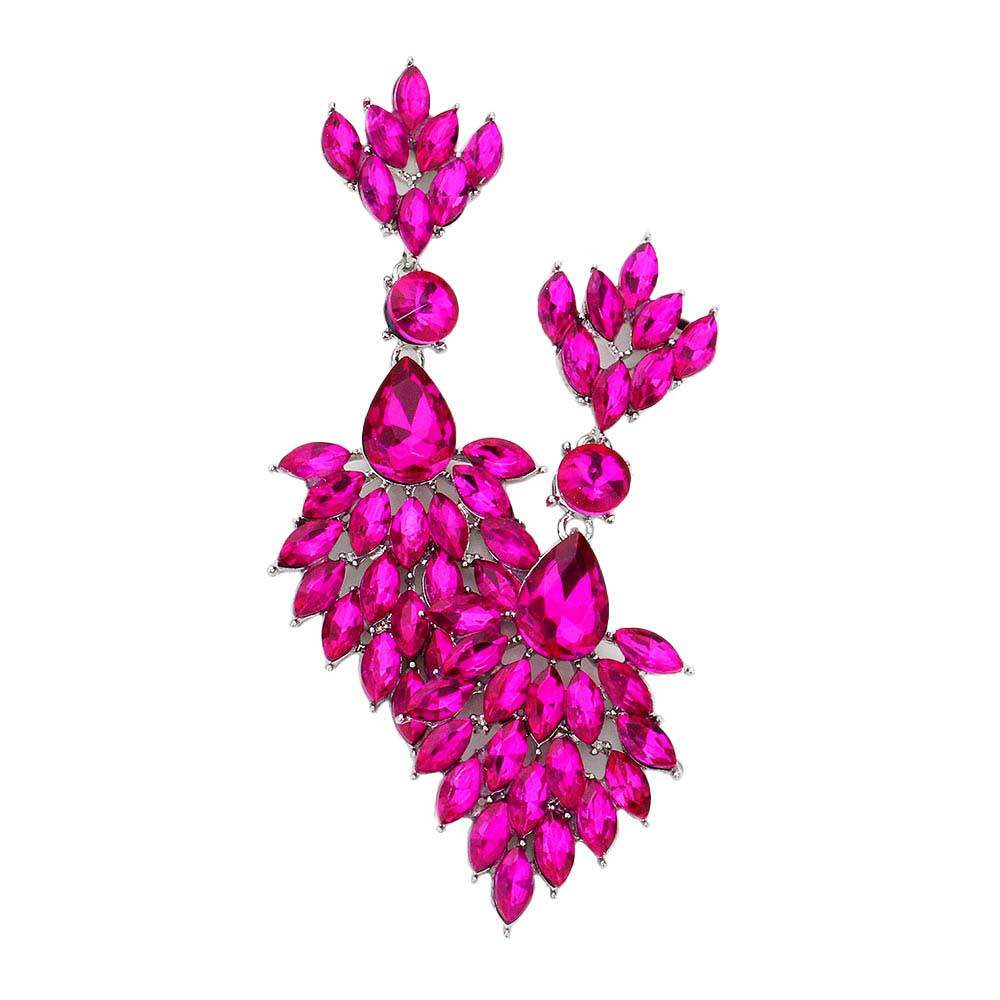 Teardrop Accented Marquise Stone Cluster Evening Earrings - Madeline Love - Flyclothing LLC